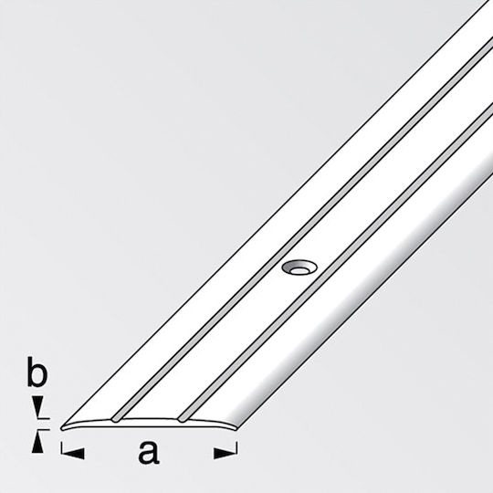 Alfer Aluminium Profile Connector Aluminum Alfer Floor Joint Silver 37x2.5mm 1m 100x3.7x0.25cm