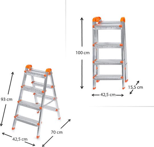 Perilla Plastic Step Ladder with 4 Stairs