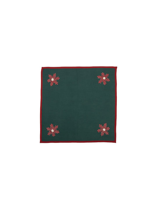 Nef-Nef Homeware Snowflake Christmas Tablecloth Fabric Green L100xW100cm.