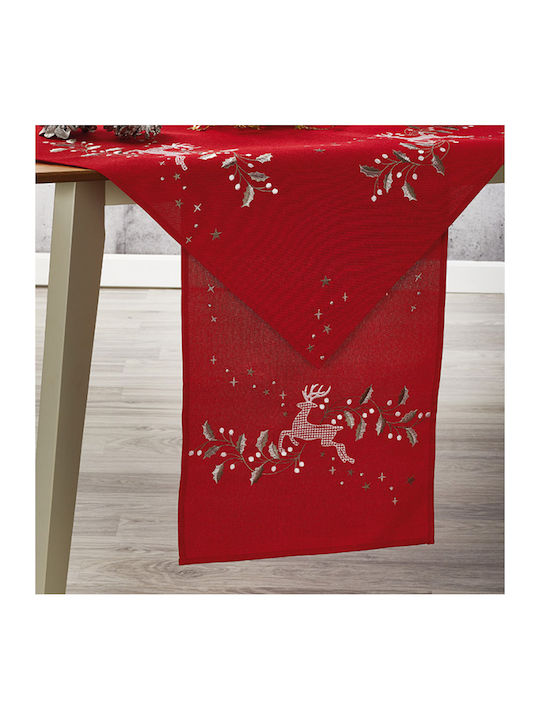 Whitegg Weihnachts- Tischtuch Läufer Stoff Rot B175xL40cm. 1Stück