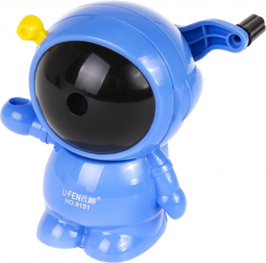 Zmart Imports Kunststoff Anspitzer Blau mit Kurbel 1Stück