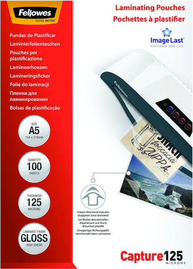 Fellowes Fellowes Laminating Sheets Glossy A5 125 Microns 100 Pieces