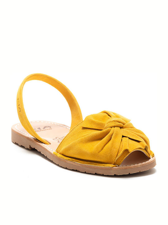 Ria Damen Flache Sandalen in Gelb Farbe