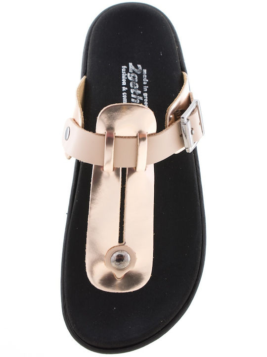 Leather Women's Flat Sandals in Pink Color