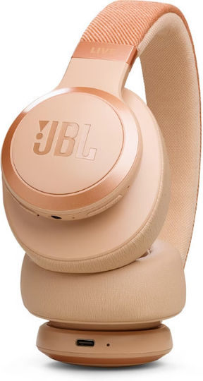 JBL Live 770NC Kabellos / Kabelgebunden Über Ohr Kopfhörer mit 65 Stunden Betriebszeit und Quick Charge Sandstone