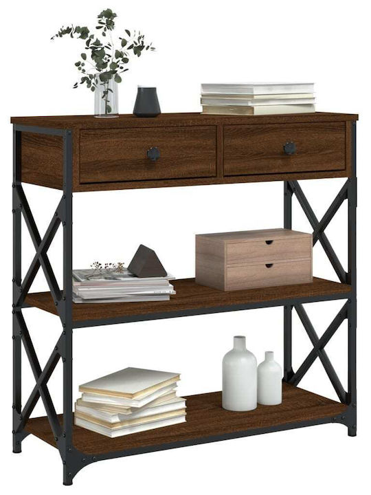 Console Table Wood & Metal Brown Oak L75xW28xH75cm