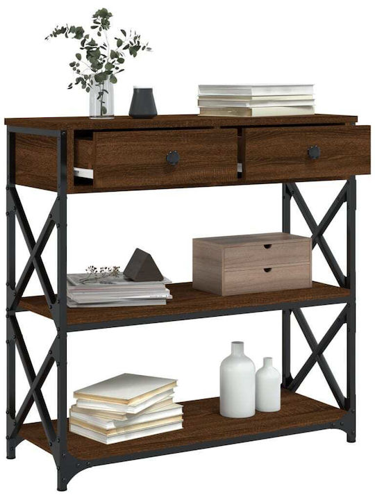 Console Table Wood & Metal Brown Oak L75xW28xH75cm