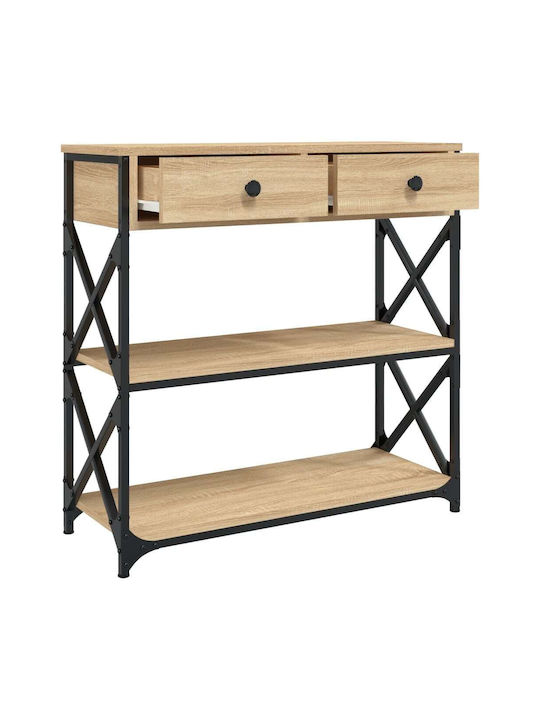 Console Table Wood & Metal Sonoma Oak L75xW28xH75cm