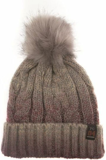 Pom Pom Beanie Γυναικείος Σκούφος Πλεκτός σε Γκρι χρώμα
