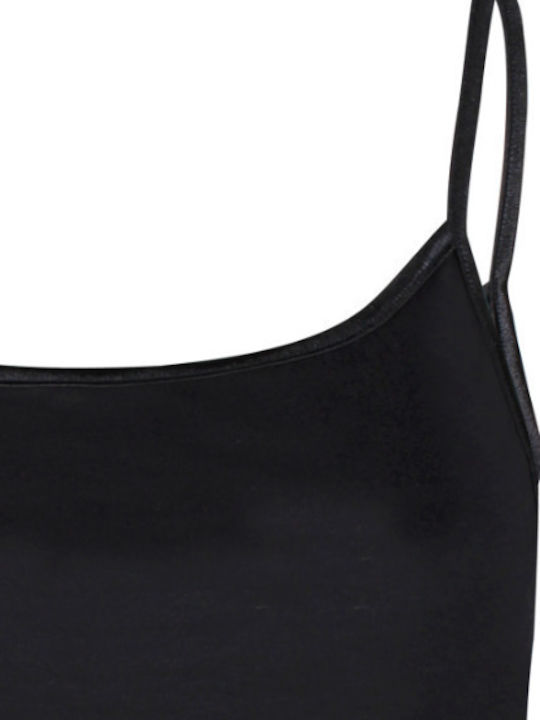 Women's Cotton T-Shirt with Spaghetti Strap Black