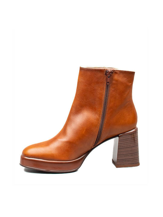 Hispanitas Leather Women's Ankle Boots Tabac Brown