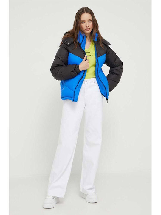 Kurz Damen Puffer Jacke Wasserdicht für Winter Blue
