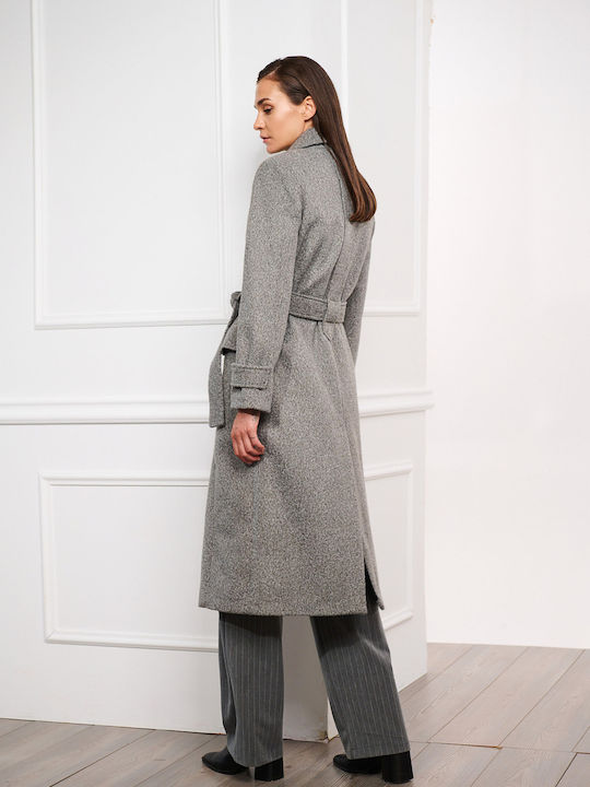 Women's Gray Coat with Buttons