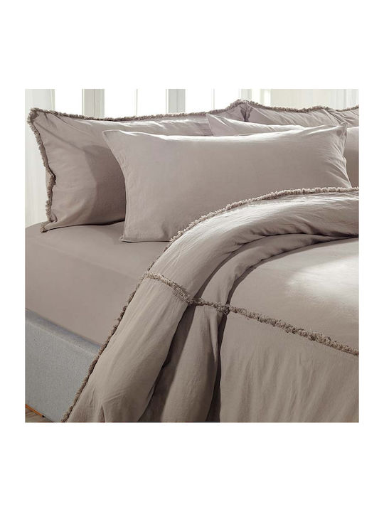 Charisma Duvet Cover Set Queen with 2 Pillowcases 230x250 Linen Beige
