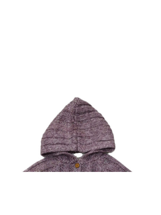 Zippy Kids Cardigan Knitted with Hood Purple