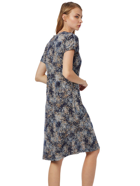 Minerva Summer Cotton Women's Nightdress Blue Splash