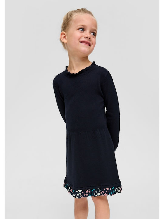 Kids Dress Long Sleeve Knitted Blue