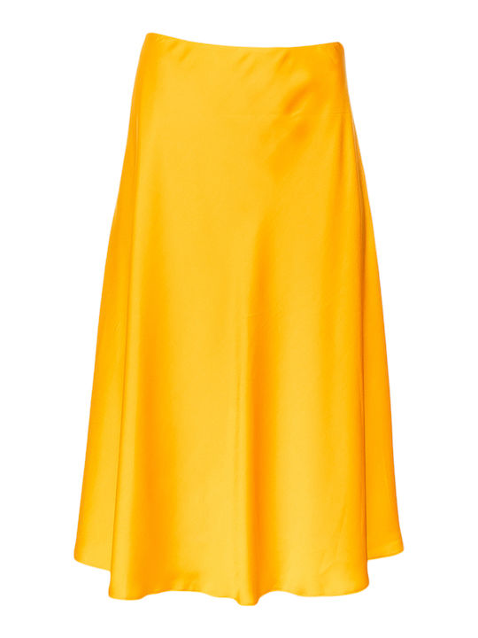 Satin Midi Skirt Yellow
