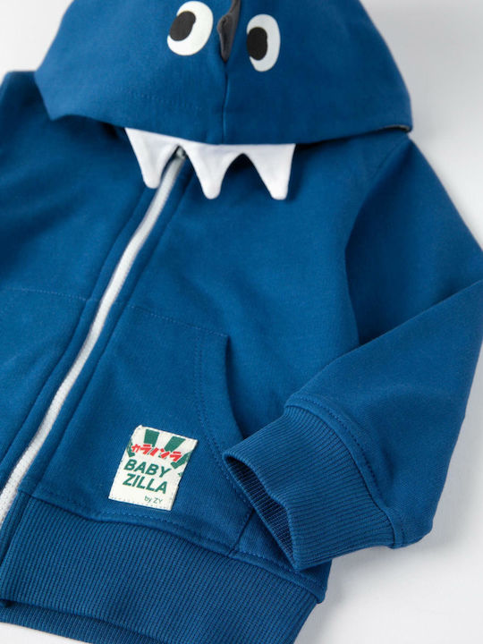 Zippy Kids Cardigan with Hood Blue