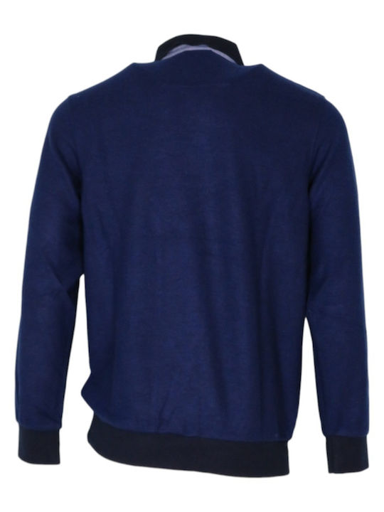 New York Tailors Men's Long Sleeve Blouse Polo BLUE