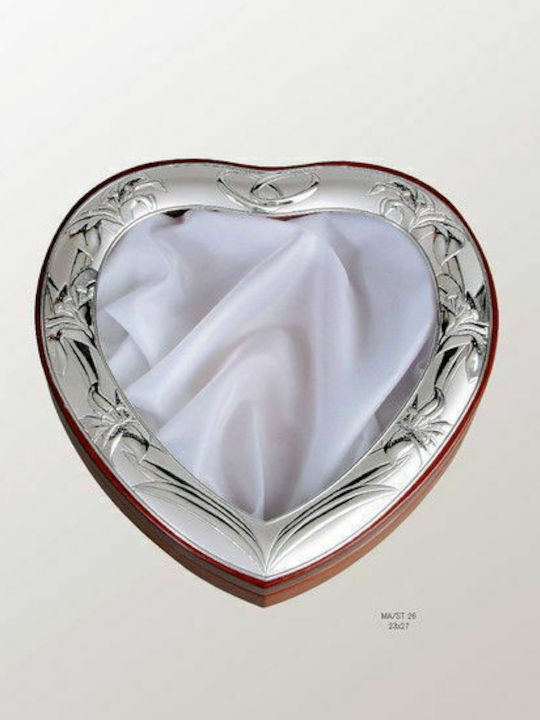 Prince Silvero Tabletop Heart Shaped Wedding Crown Case Silver/Brown 23x27cm