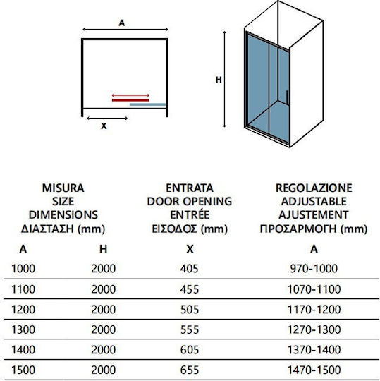 Karag Lea 400 Divider de verandă Duș cu Glisare Ușă 130x200cm Sticlă transparentă Oro Karag Lea 400 Divider de verandă Duș cu Glisare Ușă 130x200cm Sticlă transparentă Oro
