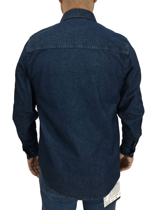 Gandy Men's Shirt Long Sleeve Denim Dark Blue.