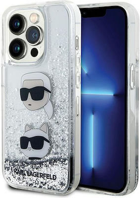 Karl Lagerfeld Karl & Choupette Heads Liquid Glitter Coperta din spate Plastic Argint (iPhone 11)