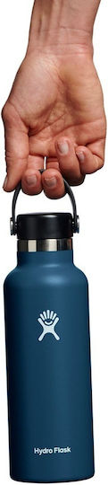 Hydro Flask Standard Mouth Bottle Thermos Stainless Steel BPA Free 532ml Blue with Loop