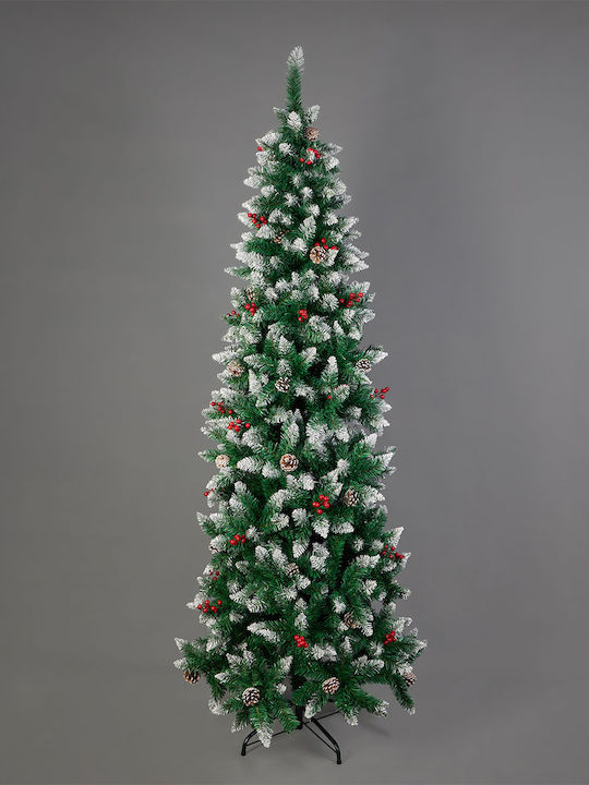 Snowy Christmas Red Tree with Metallic Base H180cm