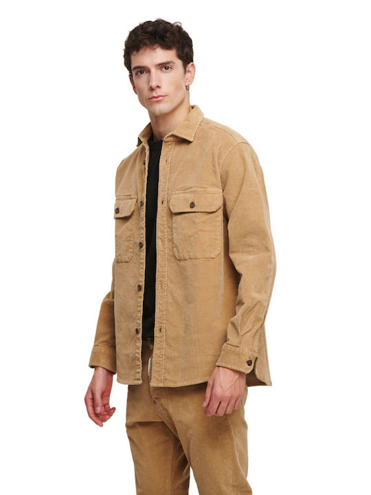 Premium Men's Shirt Long Sleeve Denim BEIGE