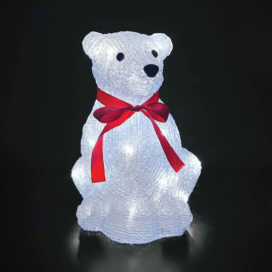Aca Illuminated Christmas Plastic Figure Bear White Height 30cm Sitting Bear