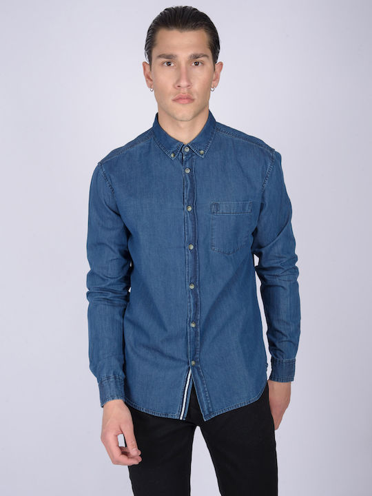 North 56.4 Men's Shirt Long Sleeve Denim Blue Navy