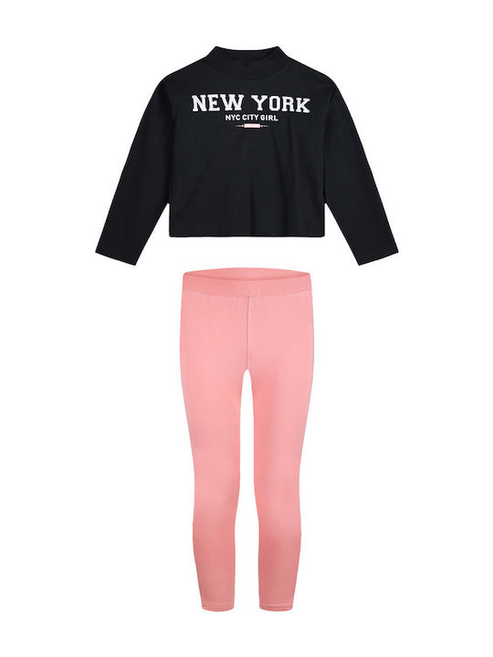 Kids' Set with Leggings Winter 2pcs Black Sweatshirt