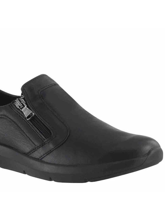 Naturelle Leather Women's Moccasins in Black Color