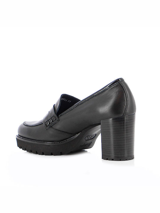 Leather Women's Moccasins in Black Color