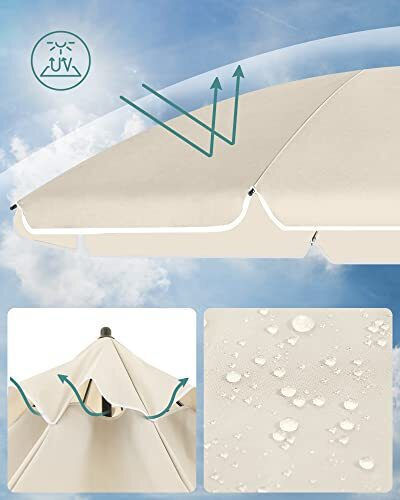 Songmics Folding Beach Umbrella Diameter 1.6m with UV Protection Beige