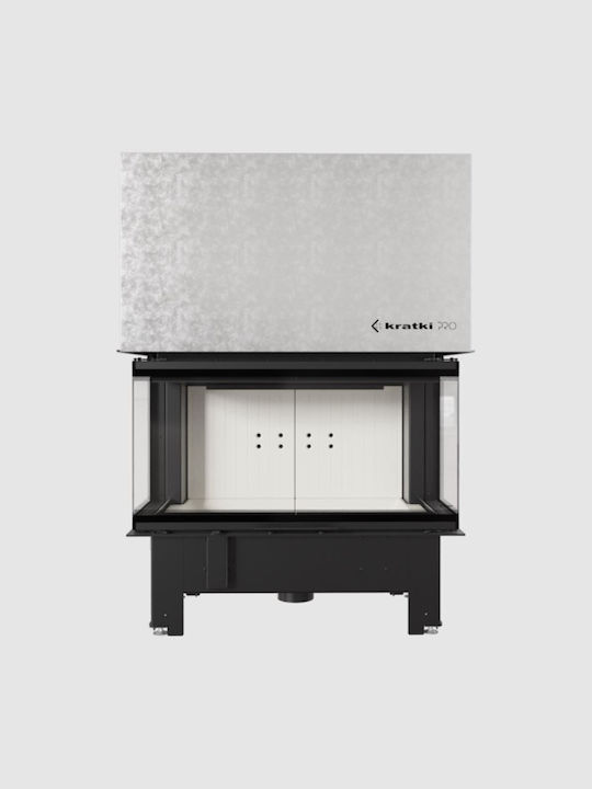 Kratki Kaminofen Gas Warmluft 15kW Dreiseitige mit fester Tür Geschlossenes Ausdehnungsgefäß Schwarz