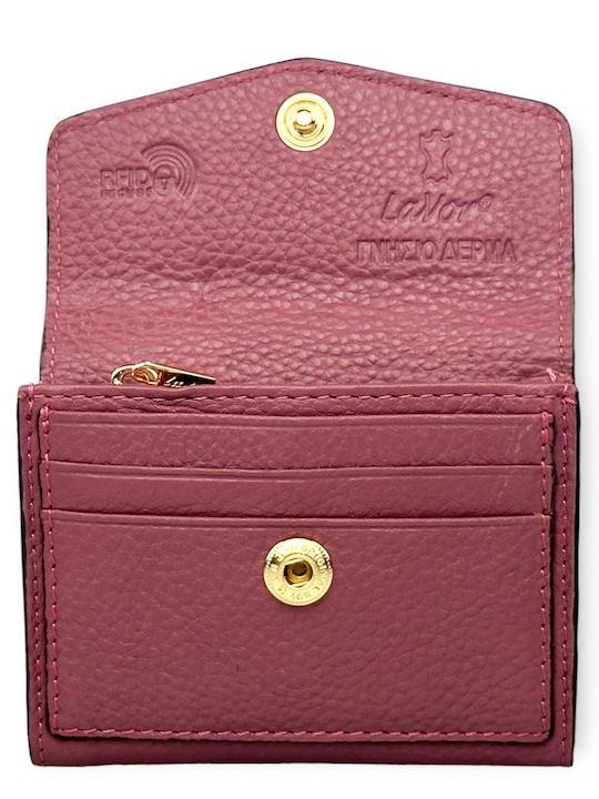 Small Leather Women's Wallet Cards with RFID Pink