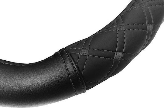 Auto Gs Car Steering Wheel Cover with Diameter 38cm made of Leatherette Black with Black Stitching