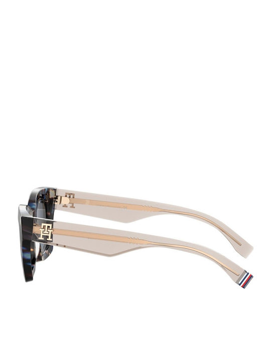 Tommy Hilfiger Women’s Sunglasses with Brown Tartaruga Horn-Rimmed Frame and Blue Gradient Lens TH2052/S 1ZN/08