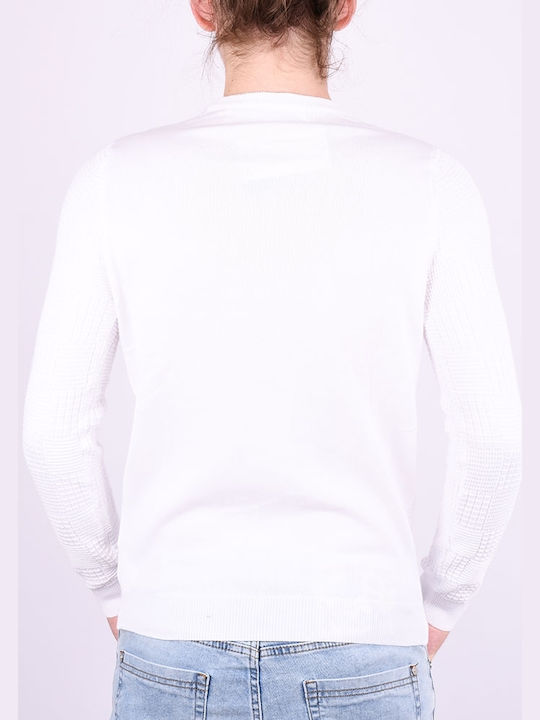 Mythic Clothing Pulover Bărbătesc cu Mânecă Lungă White