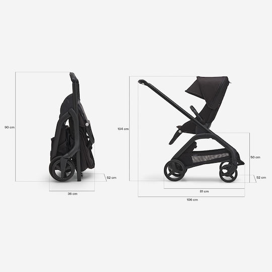 Bugaboo Dragonfly Complete Ρυθμιζόμενο Καρότσι Μωρού Kατάλληλο από 6+ Mηνών Midnight Black 7.9kg