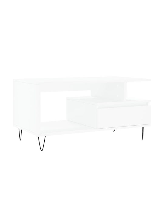 Rectangular Coffee Table Wooden White L90xW49xH45cm.