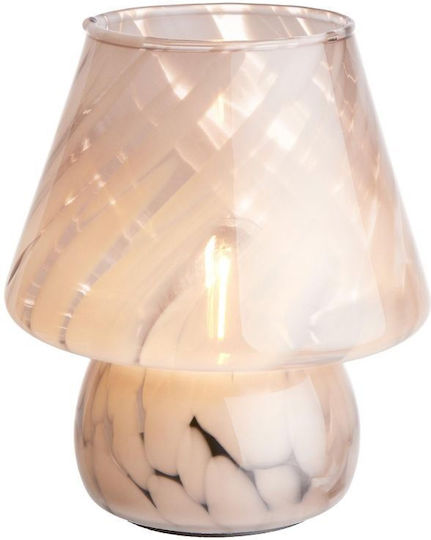 Butlers Glas Tischlampe LED mit Beige Schirm und Basis