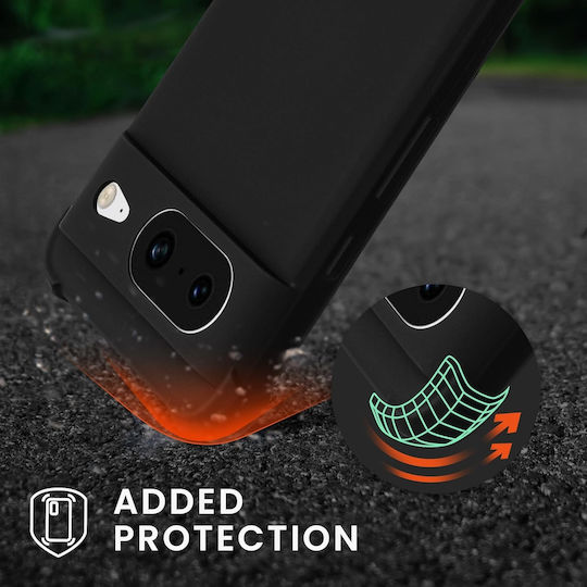 KWmobile Matte Umschlag Rückseite Silikon mit Band Schwarz (Google Pixel 8)