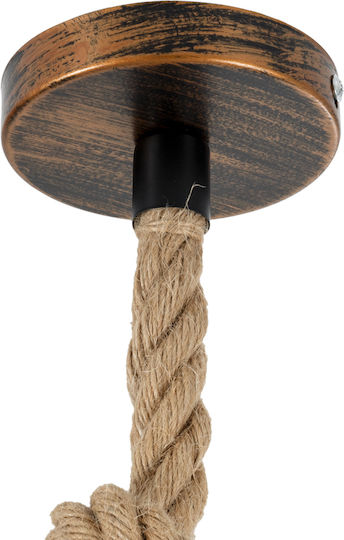 GloboStar BARBAROSSA Bronze Ceiling Light with Rope for E27 Socket 18x18x28cm
