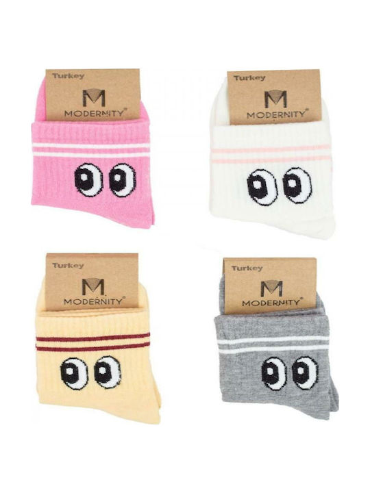Modernty Eyes Γυναικείες Κάλτσες με Σχέδια Πολύχρωμες 4Pack