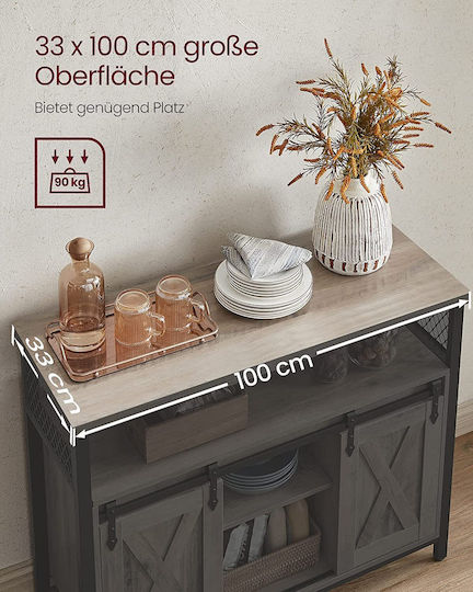 Μπουφές Country Style Ξύλινος Γκρι Μαύρο 100x33x80cm