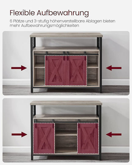 Μπουφές Country Style Ξύλινος Γκρι Μαύρο 100x33x80cm